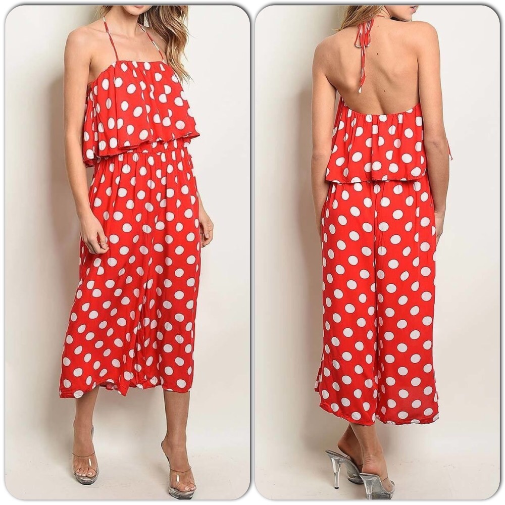Red Jumpsuit Polkadot